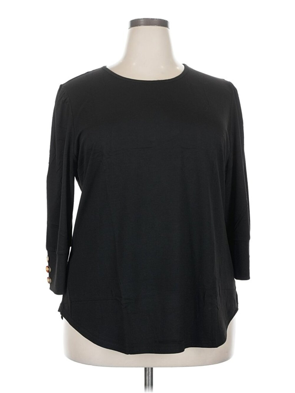 Ofeefan XXL Black 3/4 Sleeve Top